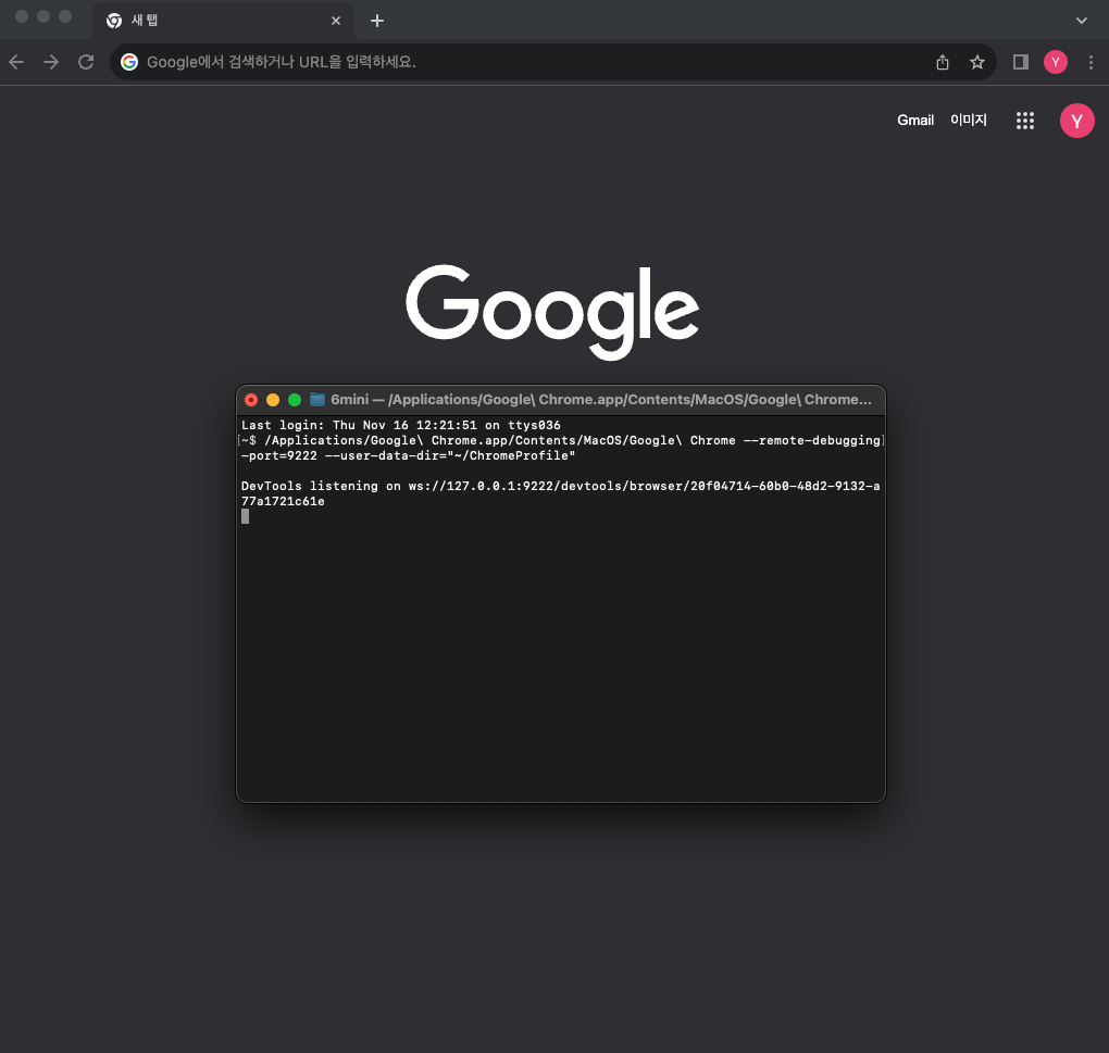 크롬 디버깅 모드 실행